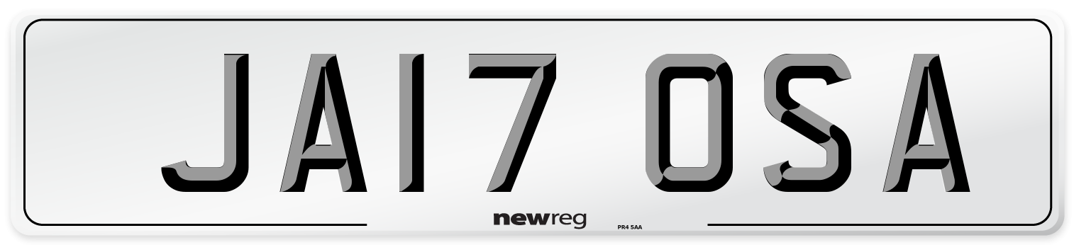 JA17 OSA Number Plate from New Reg